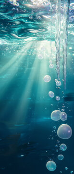 Serene Underwater Abstract with Air Bubbles