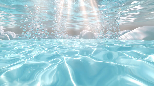 Serene Underwater Abstract with Air Bubbles