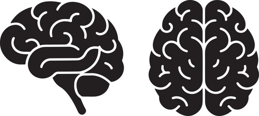 Set of 2 brain halftone vector art 3