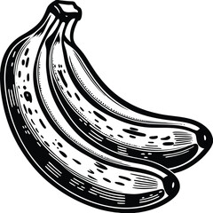 Vintage-Style Black and White Illustration of Bananas