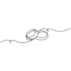 Wedding ring icon  single line art, continuous one line drawing of  Isolated outline vector art