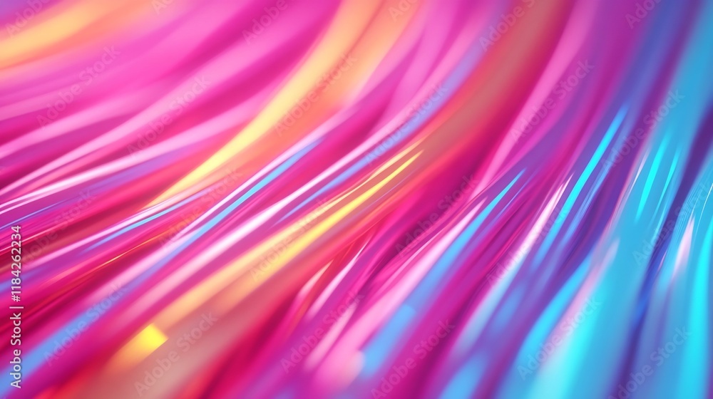 Poster dynamic abstract flowing neon lines in vibrant gradient backgrounds