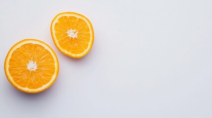Freshly Cut Orange Slices on Plain White Background