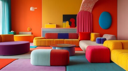 Amusing design with quirky, modular furniture and bright, bold colors 