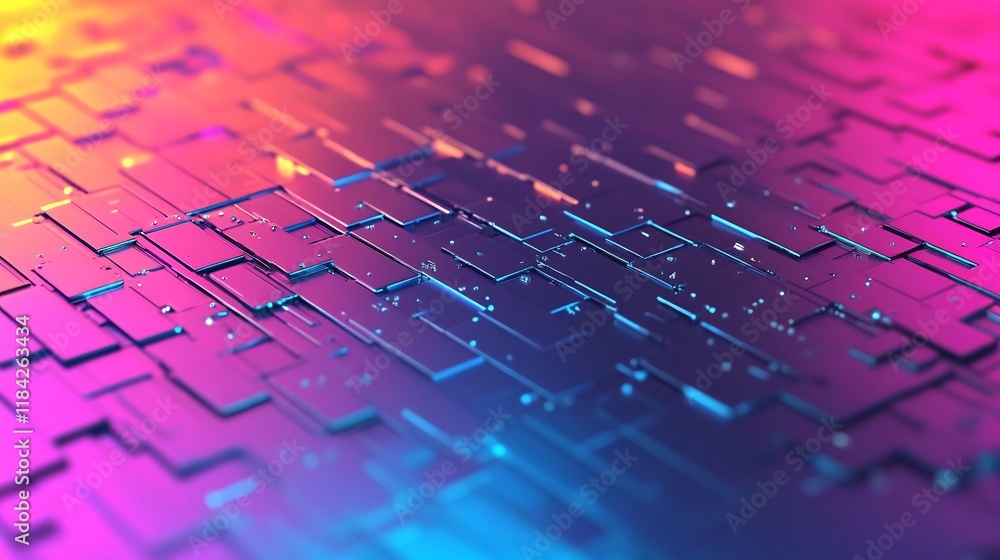 Poster vibrant gradient abstract geometric digital background with copy space