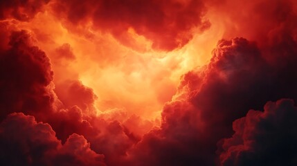 Dramatic Sunbeams Streaming Through Stormy Clouds in a Heavenly,Fiery Sky Backdrop