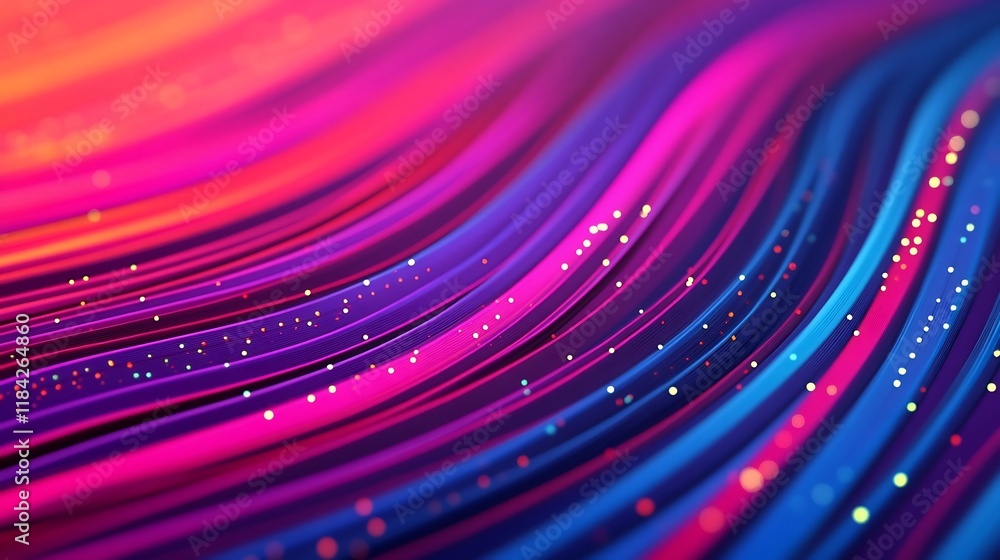 Poster vibrant abstract network of glowing lines and dots with copy space