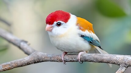 Colorful Gouldian Finch Bird on Branch