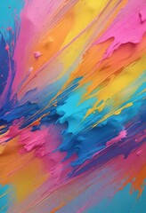 Obraz premium Vibrant abstract canvas with multiple shades of blue orange yellow and pink, pink, art