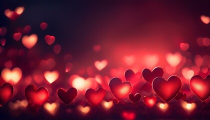 Glowing red Hearts with Romantic Bokeh