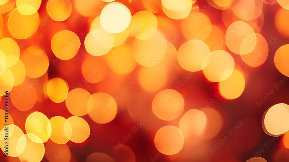 Aufkleber blurred autumn leaves in warm orange and red tones with bokeh effect and copy space