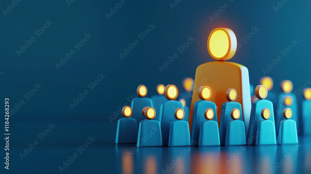 Poster vibrant scene of user icons featuring glowing figures, symbolizing community and connection. arrange