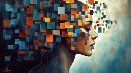 Artistic representation of mental health struggles and wellness. 