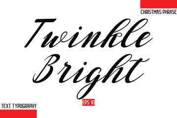 Modern Cursive Typography Text Of Christmas Gift Phrase Twinkle Bright.