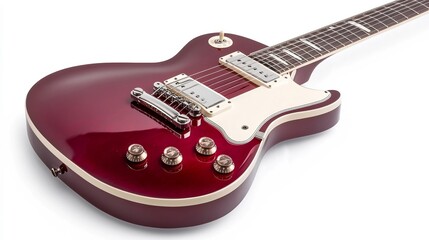 Close-up of a Glossy Finished Electric Guitar on a White Background