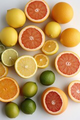 Bright assortment of citrus fruits showcases vibrant colors and