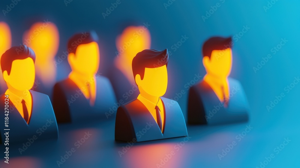 Aufkleber glowing user icons representing leadership and teamwork in digital space. these stylized figures sym