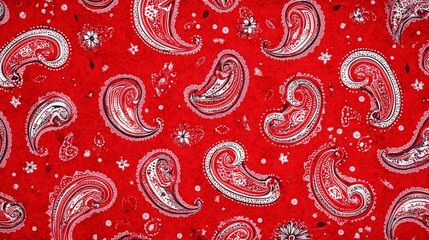 Red paisley pattern with textured background.