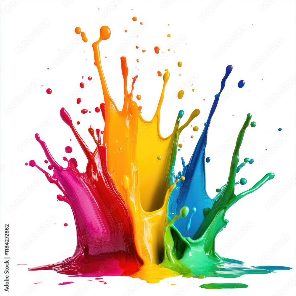 Poster dynamic colorful wild color splash on white background creative art isolated view vibrant abstract e