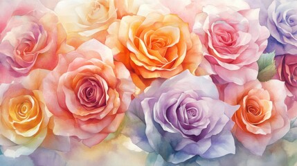 Fototapeta premium Vibrant floral arrangement of roses garden setting digital artwork soft colors aesthetic viewpoint serenity