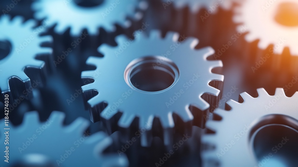 Poster sleek modular metallic gears and cogs symbolizing innovation and technological advancement