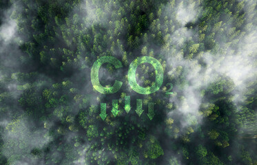 Reduce CO2 emission concept.Clean and friendly environment without carbon dioxide emissions.