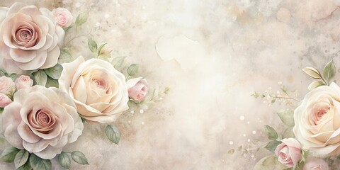 Elegant Pastel Roses on a Textured Background, Perfect for Wedding Invitations, Romantic Announcements, or Decorative Art Prints