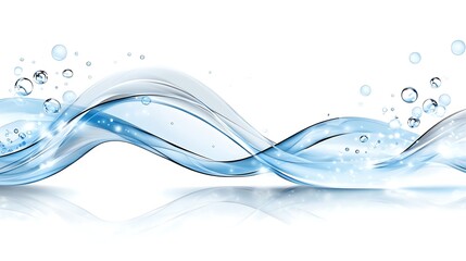 Abstract Blue Water Waves with Bubbles  Flowing Liquid  Pure Aqua