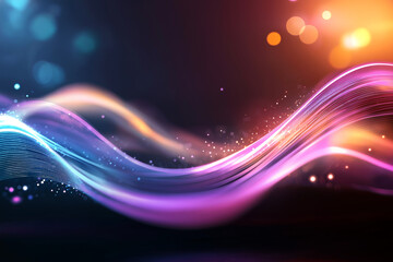 Vibrant abstract background with glowing waves in pink and blue hues, creating dynamic and energetic atmosphere. Perfect for modern designs and digital art