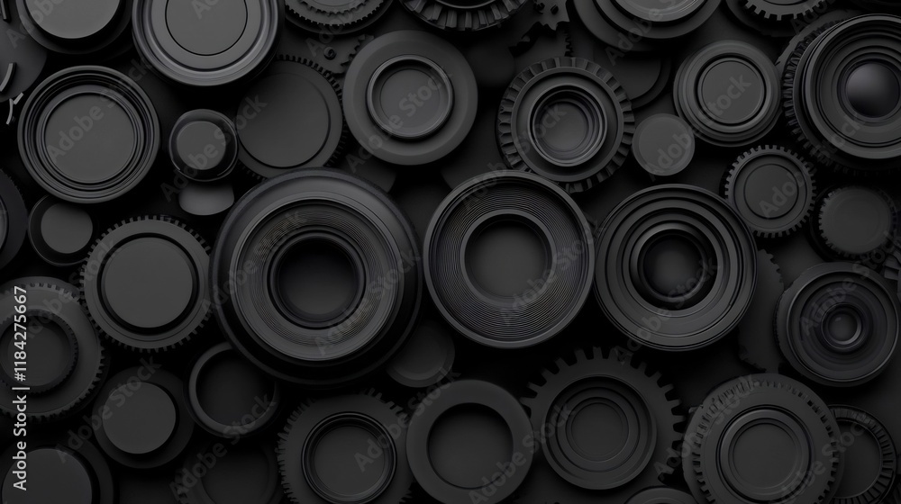 Poster minimalist grayscale abstract shapes representing innovation and precision