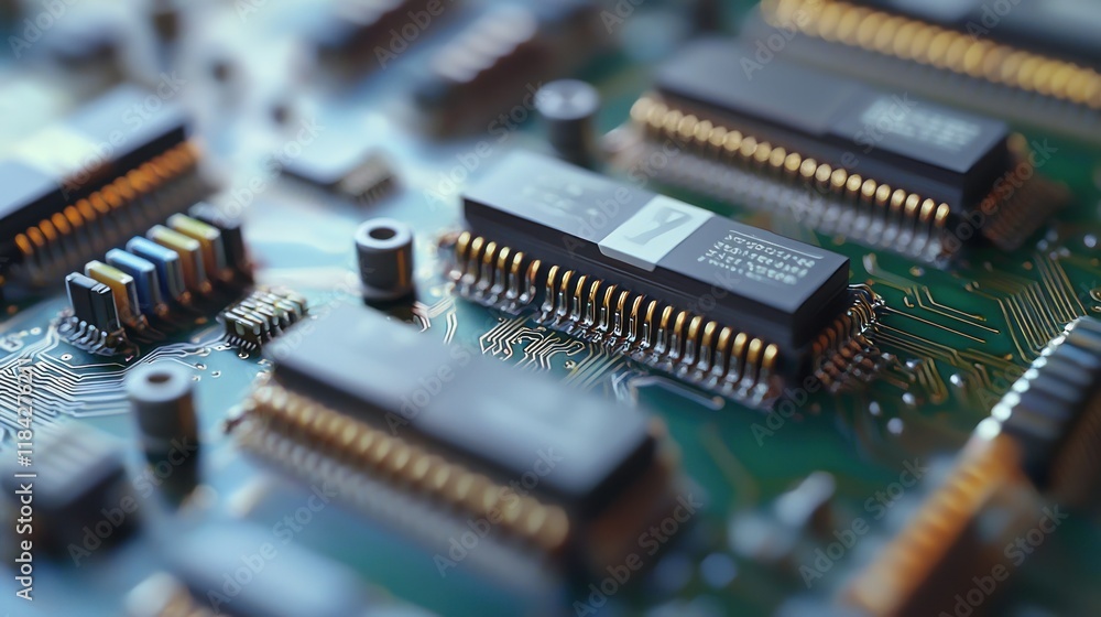 Poster close-up of a circuit board with integrated circuits