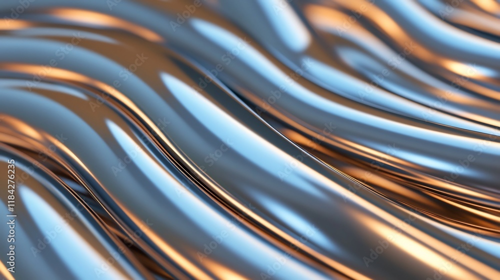 Poster mesmerizing metallic curves forming futuristic architectural structures