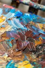 Fototapeta premium Vibrant abstract oil painting with bold brushstrokes and dynamic texture