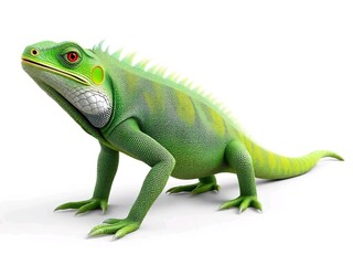 Cute iguana cartoon 3d rendering illustration