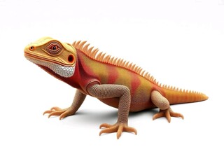 Cute iguana cartoon 3d rendering illustration