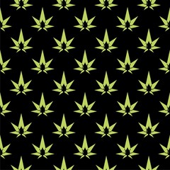 Medical marijuana or cannabis leaf olive oil drop icon isolated seamless pattern on black background