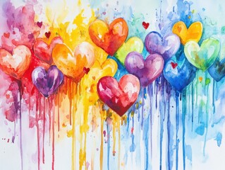Vibrant heart art celebration colorful studio watercolor artwork cheerful environment close-up view love concept