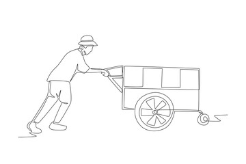 Street food vendors concept one-line drawing