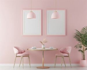 Cafe shop interior with blank poster on the wall, version 5