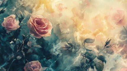 Graceful blossoms enchanted garden digital art serene atmosphere close-up nature's elegance