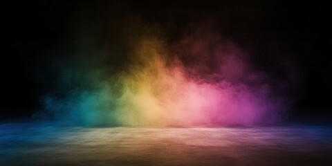 Vibrant multicolor smoke cloud on dark background