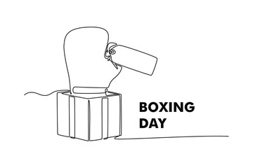Boxing Day Sale Concept. Single line draw design vector graphic illustration.