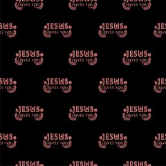 Jesus loves you icon pattern seamless isolated on black background