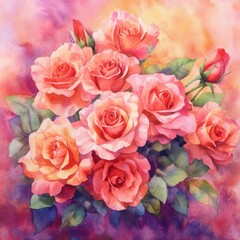 Vibrant pink roses in bloom floral still life artistic composition colorful background close-up perspective beauty concept
