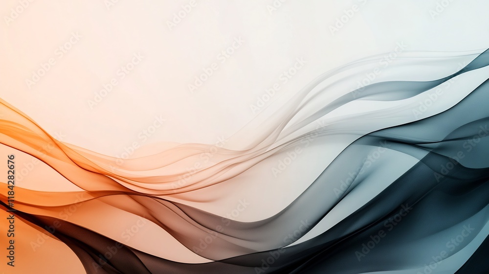 Poster organic gradient waves in soft tones blending with futuristic forms