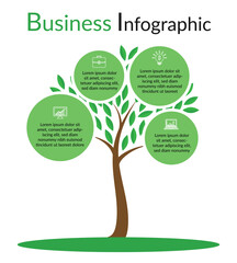 Business Infographic Design Template With 4 Steps Modern Mindmap Diagram With Tree And Branches Presentation Vector Infographic Template Of Tree Four Options.