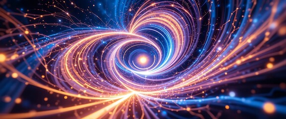 Cosmic Swirl Glowing in Space with Light Trails