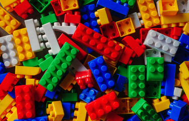 Building block toy with colorful blocks bricks toy, Top view