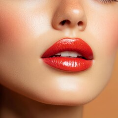 Obraz premium Seductive Red Lips: A Close-Up Beauty Shot