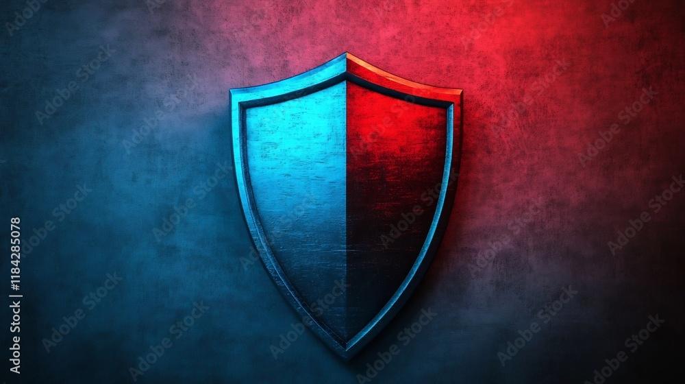 Aufkleber powerful abstract shield with glowing tech security backdrop